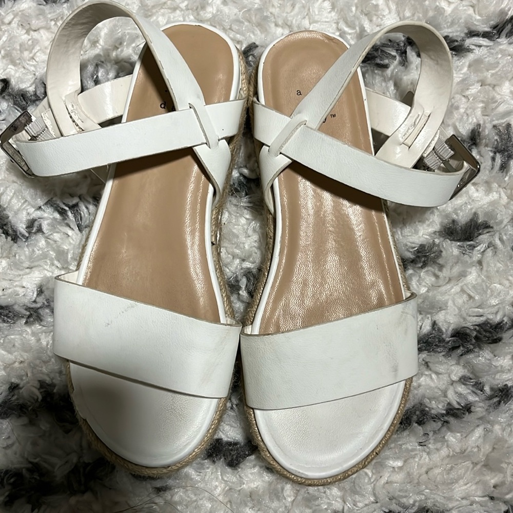 Beach girl yarn wrapped white platform sandals